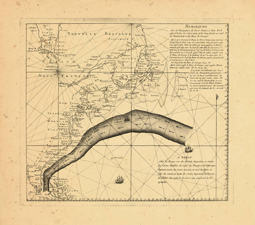 无人,横图,地图,拉布拉多,历史,古董,北美,新斯科舍,纽约州,宾夕法尼亚,马里兰,维吉尼亚,彩图,纽芬兰岛,墨西哥湾暖流
