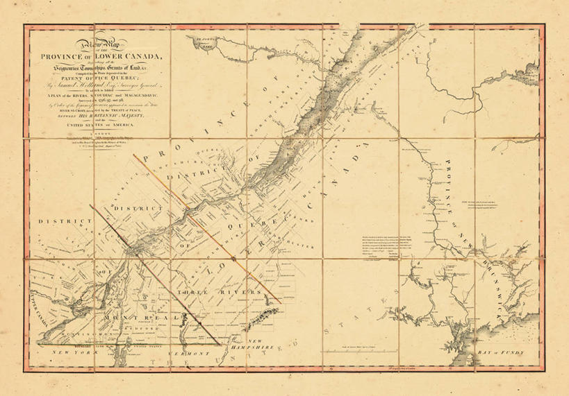 无人,横图,地图,历史,古董,北美,魁北克,彩图