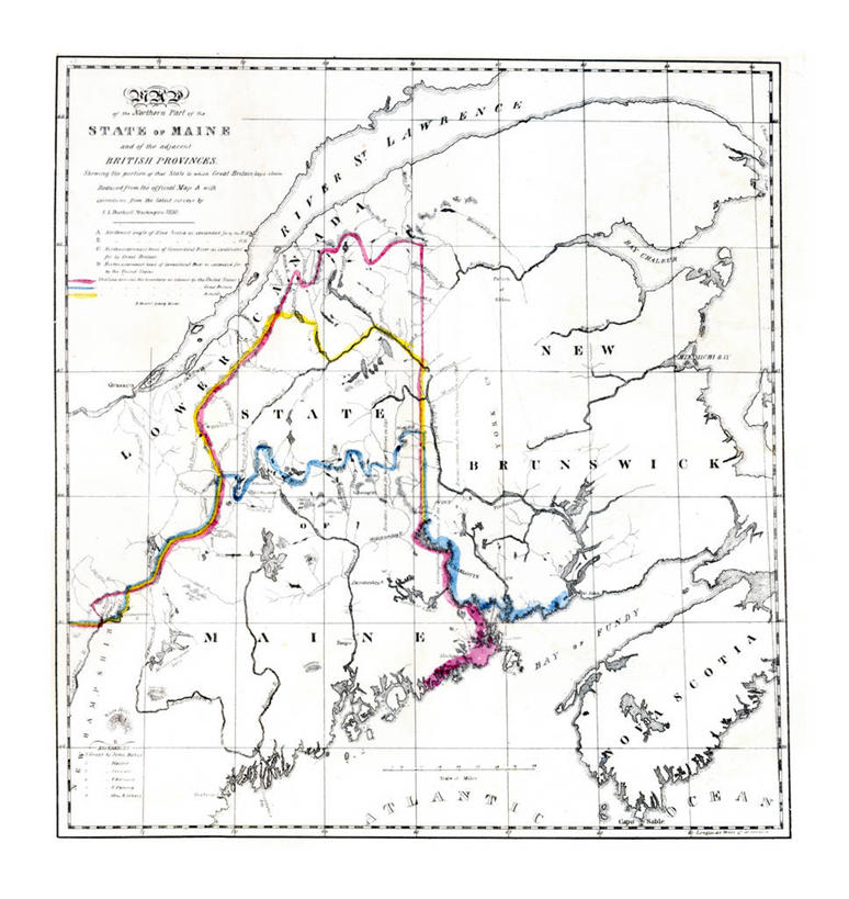无人,竖图,地图,历史,古董,北美,缅因州,彩图,纽宾士域