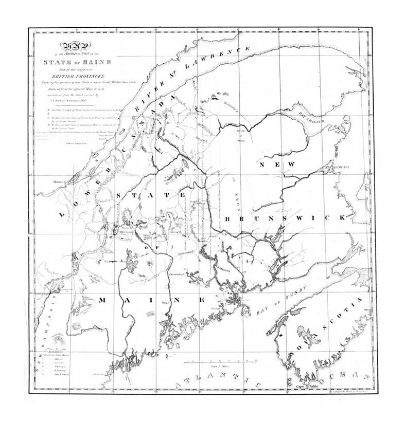 无人,竖图,地图,历史,古董,北美,缅因州,彩图,纽宾士域