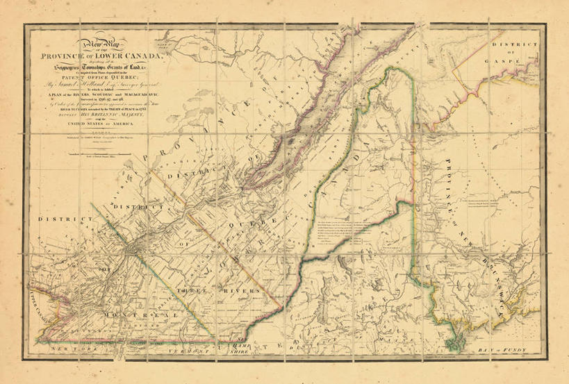 无人,横图,地图,历史,古董,北美,魁北克,彩图,纽宾士域