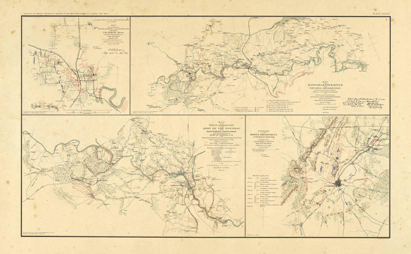 无人,横图,地图,历史,古董,北美,密西西比州,内战,彩图