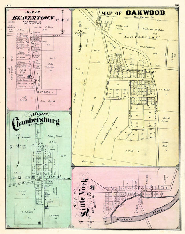 无人,竖图,地图,城镇,历史,古董,俄亥俄州,蒙哥马利郡,彩图,地图学