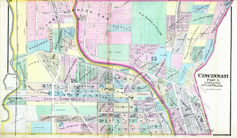 无人,横图,地图,城镇,历史,古董,俄亥俄州,辛辛那提,彩图,地图学