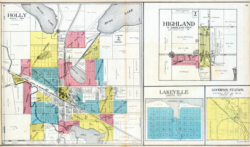 无人,横图,地图,美国,城镇,历史,冬青树,古董,北美,北美洲,美洲,北亚美利加洲,亚美利加洲,密歇根,密歇根州,貂熊州,狼獾之州,狼獾州,彩图,美利坚合众国,地图学