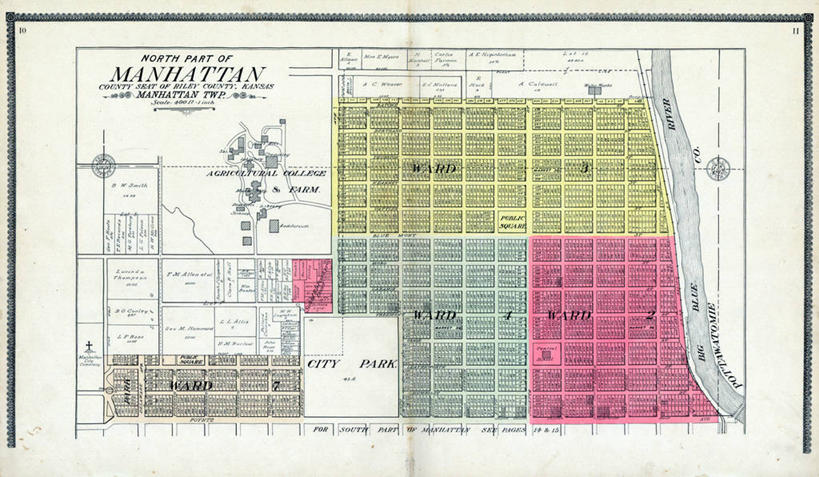 无人,横图,地图,城镇,曼哈顿,历史,古董,堪萨斯,彩图,地图学