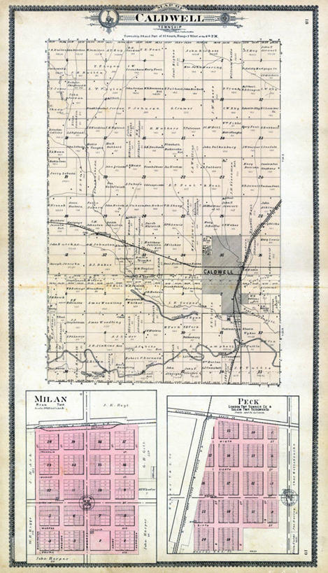 无人,竖图,地图,城镇,历史,古董,啄,米兰,堪萨斯,彩图,地图学