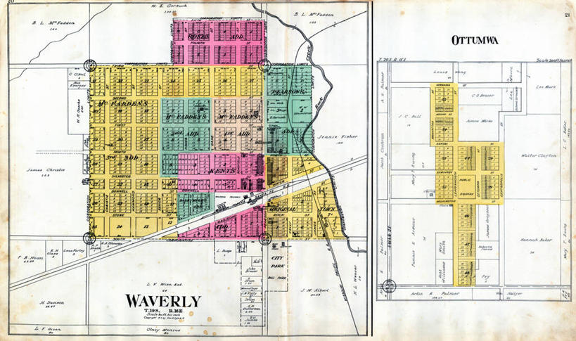 无人,横图,地图,城镇,历史,古董,艾奥瓦,堪萨斯,彩图,地图学