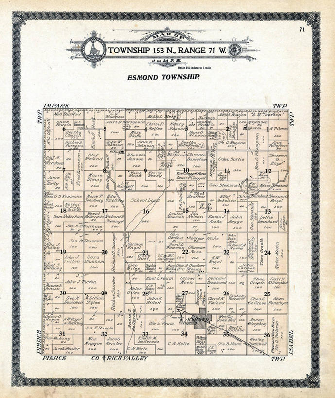 无人,竖图,地图,历史,古董,北达科他州,彩图,地图学
