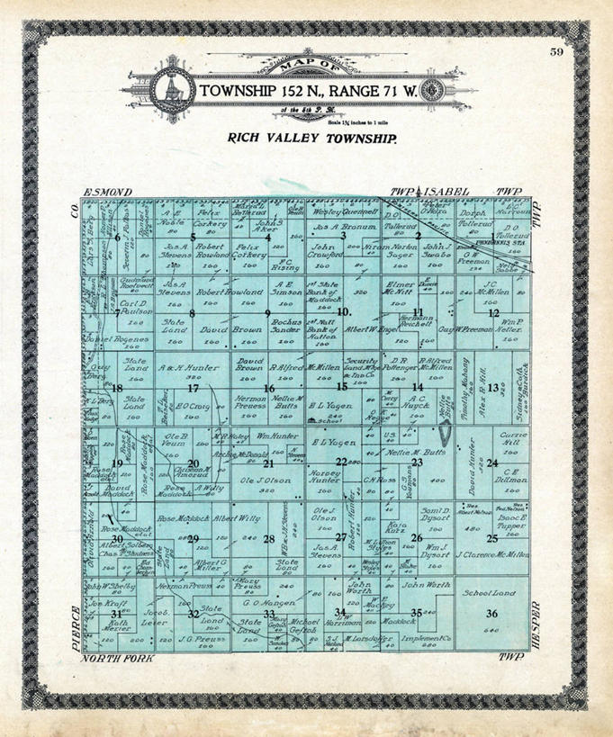 无人,竖图,地图,历史,古董,北达科他州,彩图,地图学