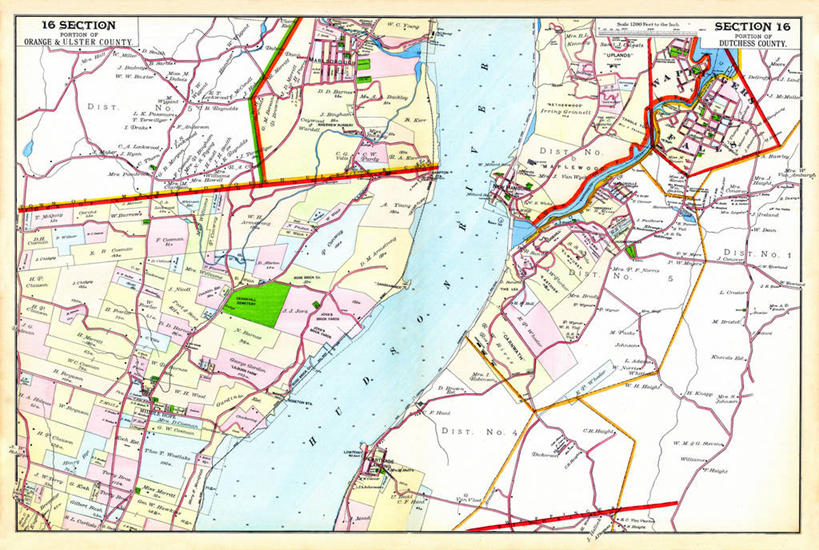 无人,横图,地图,城镇,历史,哈德逊河,墓地,古董,纽约州,彩图,地图学,阿尔斯特县