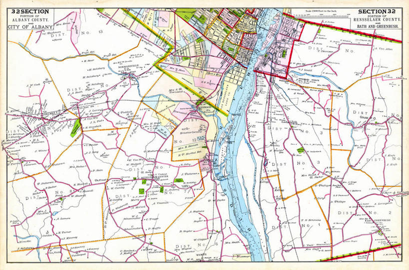 无人,横图,地图,城镇,历史,古董,纽约州,奥尔巴尼,彩图,地图学,哈德逊谷