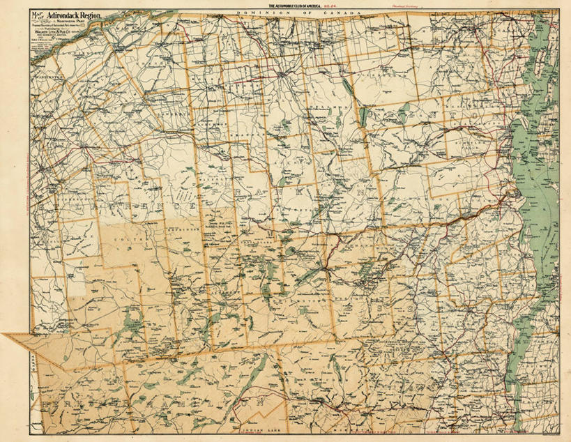 无人,横图,地图,北,历史,古董,纽约州,彩图,地图学