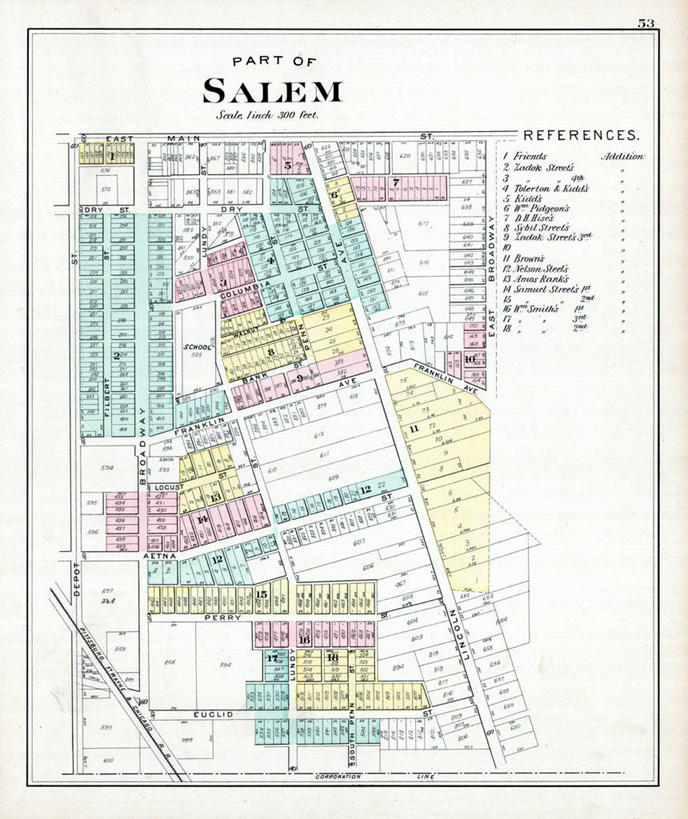 无人,竖图,地图,城镇,历史,古董,俄亥俄州,塞伦,彩图,地图学