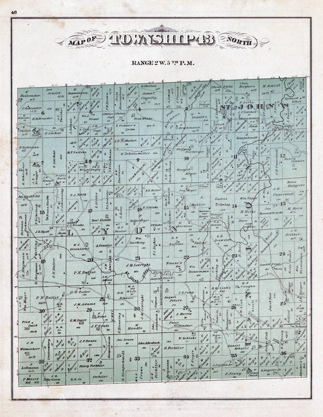 无人,竖图,地图,历史,古董,里昂,密苏里,彩图,地图学