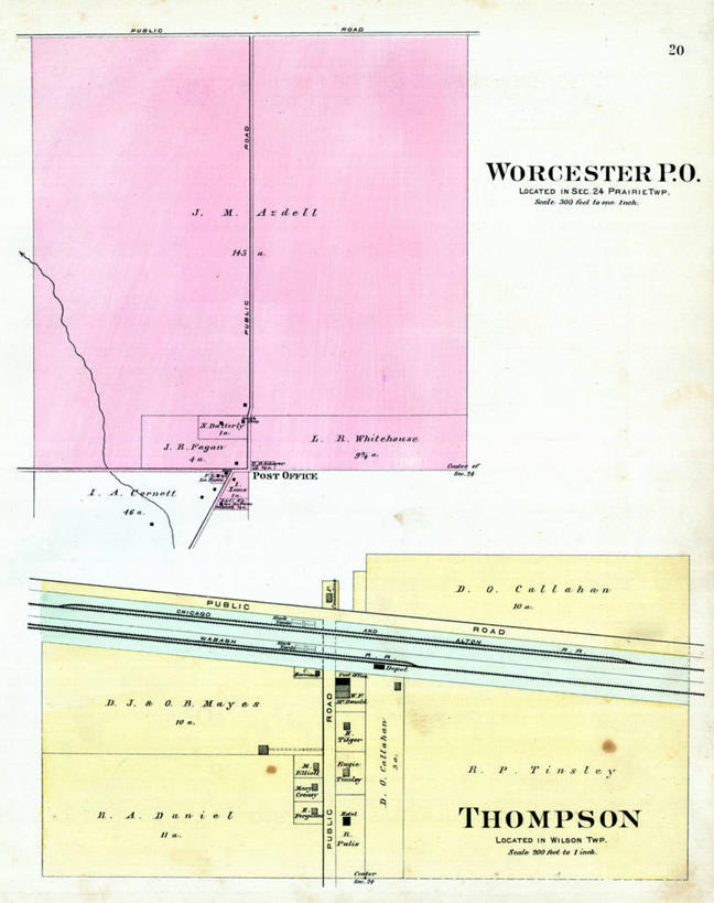 无人,竖图,地图,城镇,历史,古董,密苏里,伍斯特,彩图,地图学