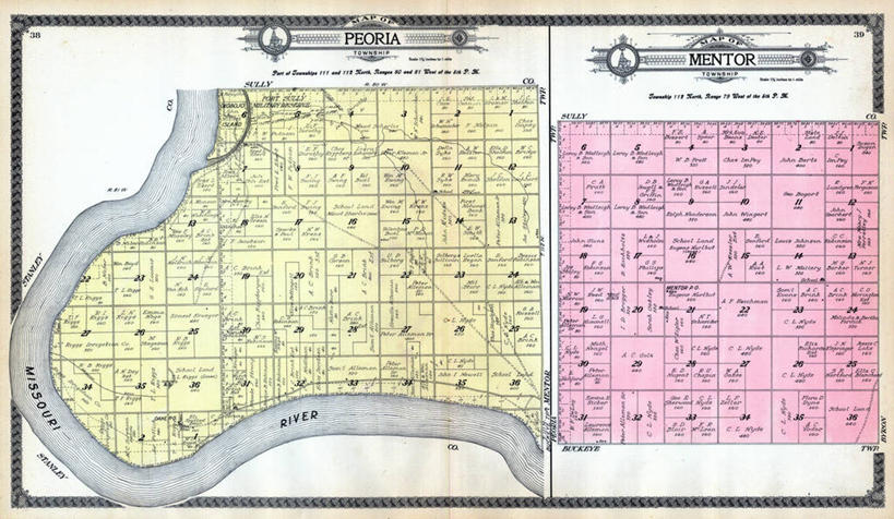 无人,横图,地图,历史,古董,南达科他州,忠告,彩图,地图学