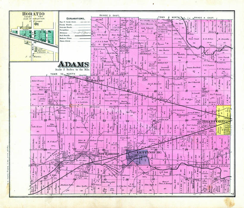 无人,横图,地图,城镇,历史,古董,俄亥俄州,亚当斯,彩图,地图学