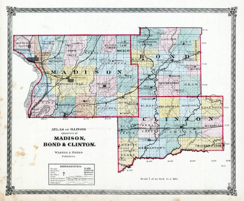 无人,横图,地图,历史,古董,伊利诺斯州,麦迪逊,彩图,地图学