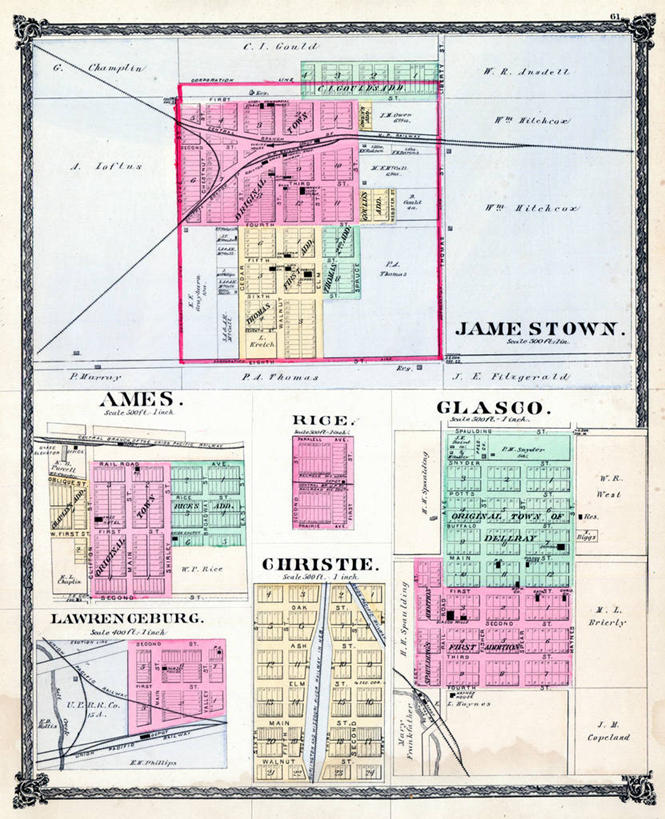 无人,竖图,地图,城镇,历史,古董,堪萨斯,詹姆斯敦,彩图,地图学