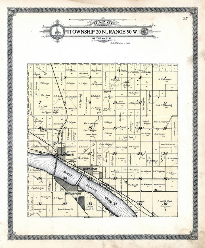 无人,竖图,地图,历史,古董,内布拉斯加,布里奇波特,彩图,地图学