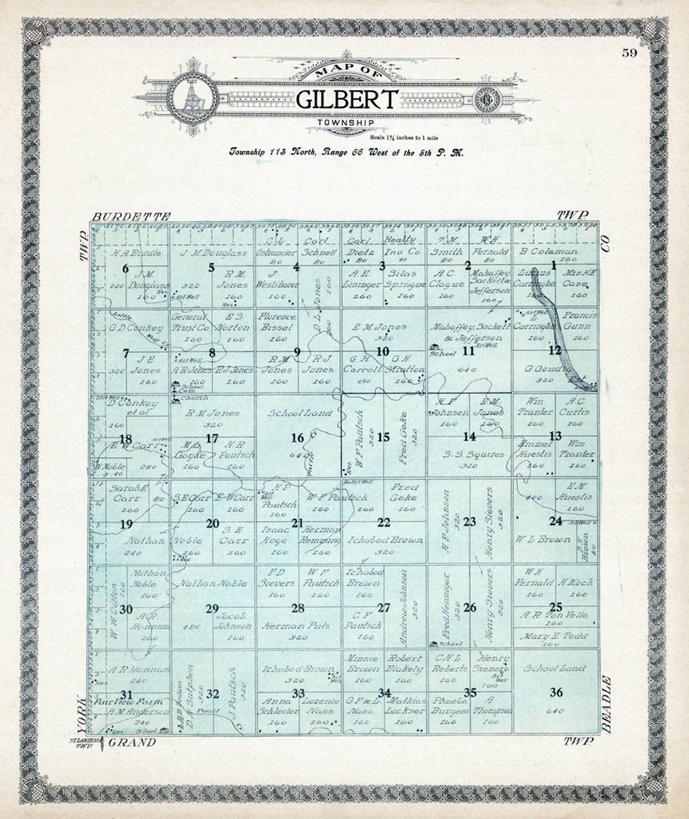 无人,竖图,地图,历史,古董,南达科他州,吉尔伯特,彩图,地图学