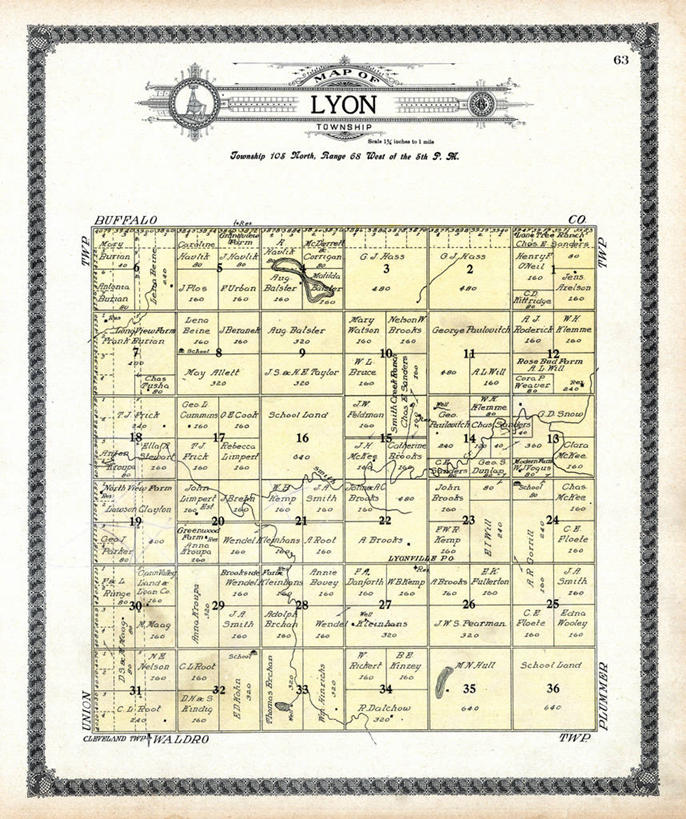 无人,竖图,地图,历史,古董,南达科他州,里昂,彩图,地图学