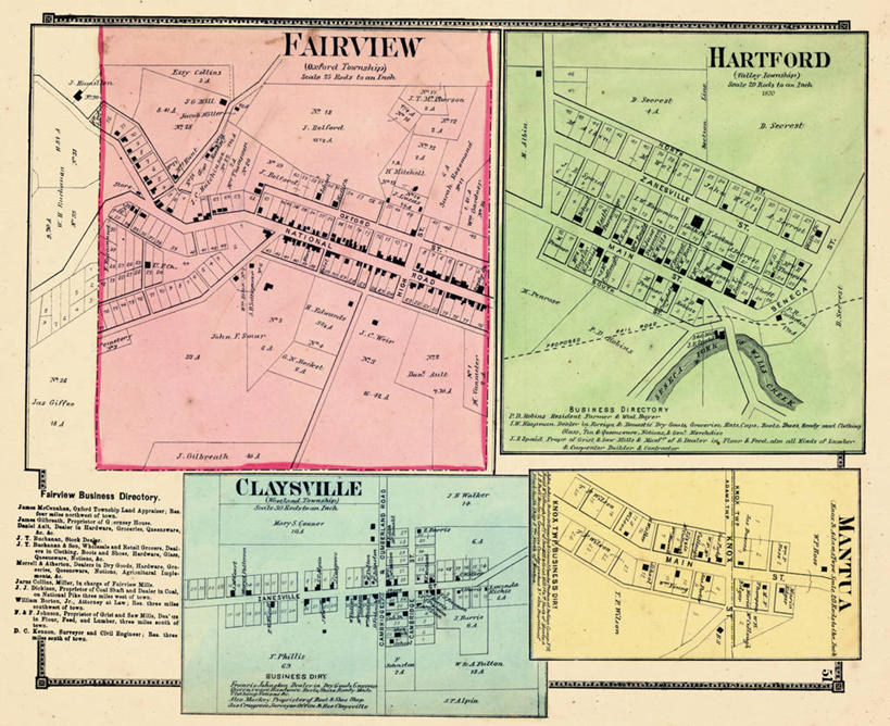 无人,横图,地图,城镇,历史,古董,俄亥俄州,曼图亚,彩图,地图学
