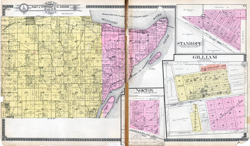 无人,横图,地图,城镇,历史,古董,密苏里,彩图,地图学,诺顿