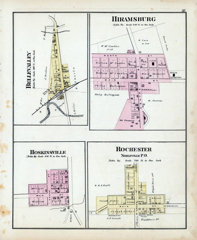 无人,竖图,地图,城镇,历史,古董,俄亥俄州,罗切斯特,彩图,地图学