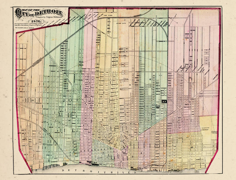 无人,横图,地图,美国,城镇,历史,古董,北美,北美洲,美洲,北亚美利加洲,亚美利加洲,密歇根,密歇根州,貂熊州,狼獾之州,狼獾州,底特律,彩图,美利坚合众国,地图学