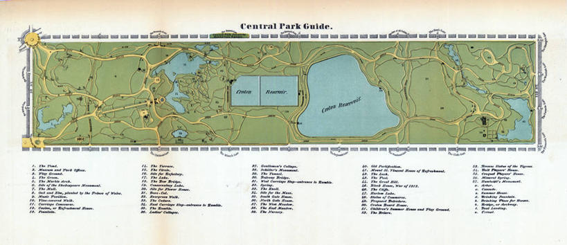 无人,横图,全景,地图,纽约,城镇,曼哈顿,历史,古董,中央公园,彩图,地图学
