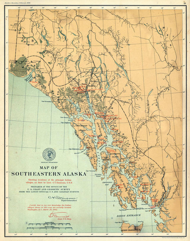 无人,竖图,地图,历史,古董,阿拉斯加东南半岛,彩图,地图学