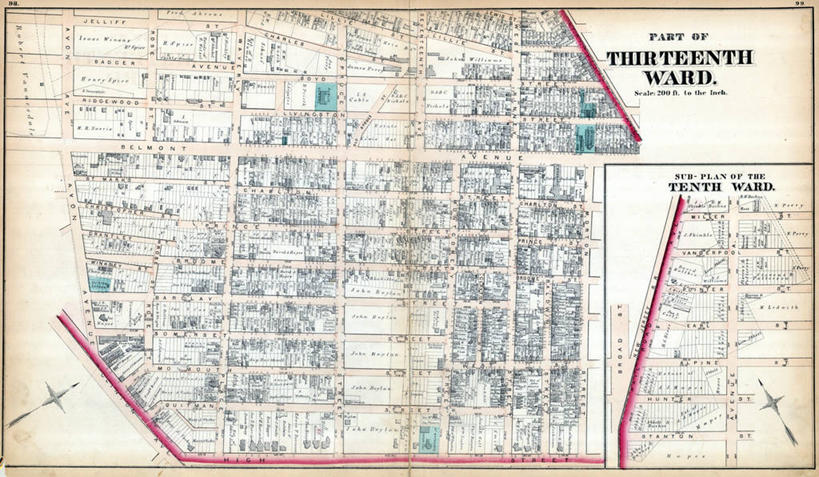 无人,横图,地图,城镇,历史,古董,纽瓦克,新泽西,彩图,地图学