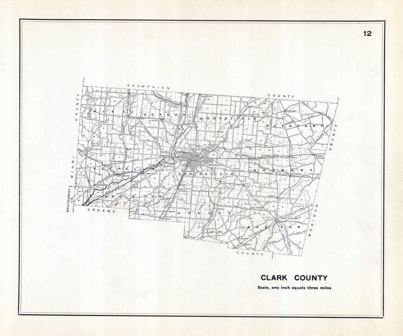 无人,横图,地图,历史,古董,俄亥俄州,克拉克县,彩图,地图学