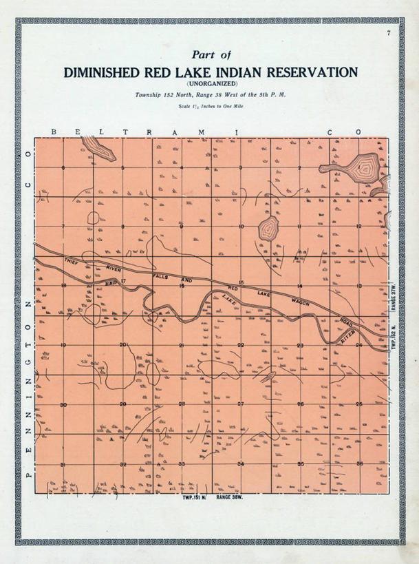 无人,竖图,地图,历史,古董,明尼苏达,印第安保留地,红湖,彩图,地图学