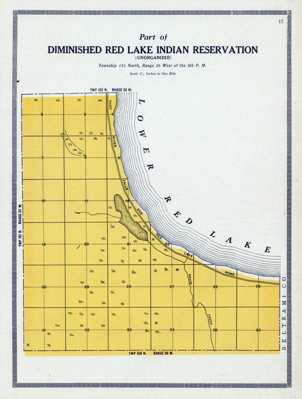 无人,竖图,地图,历史,古董,明尼苏达,印第安保留地,红湖,彩图,地图学
