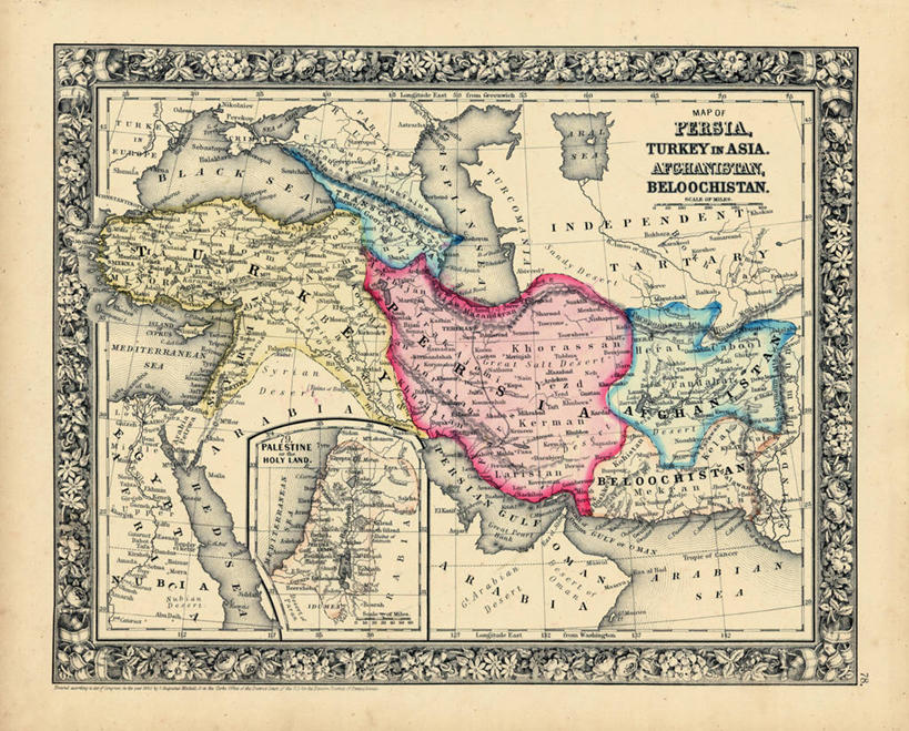 无人,横图,地图,阿富汗,伊朗,历史,古董,彩图,地图学