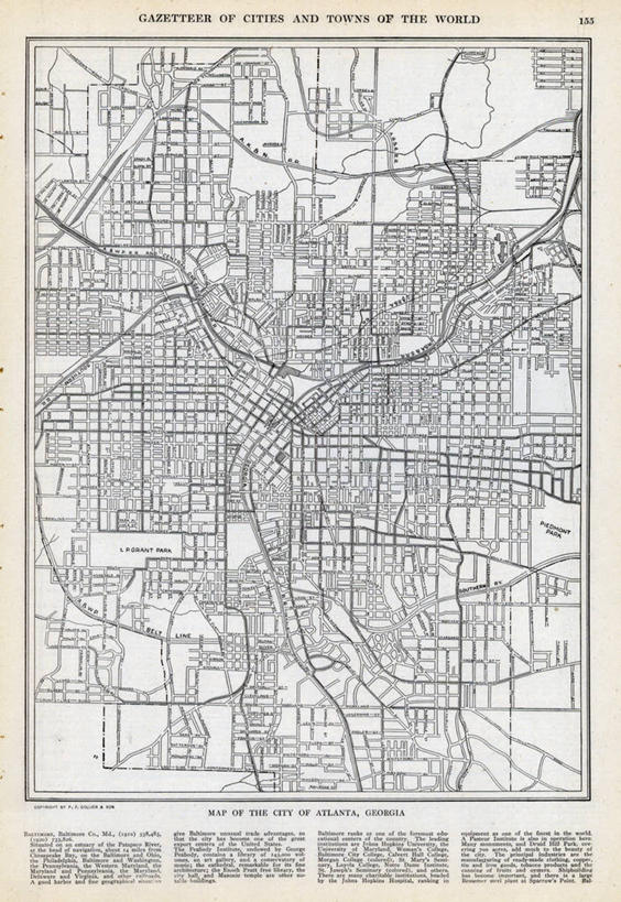 无人,竖图,地图,城镇,历史,古董,亚特兰大,彩图,地图学