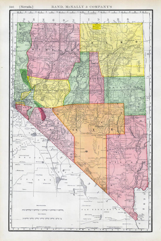 无人,竖图,地图,历史,古董,内华达州,彩图,地图学