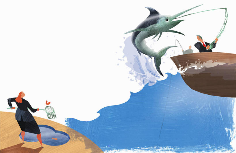 成年人,两个人,商务人士,商务男性,商务女性,站,横图,插画,室外,留白,正面,衬衫,商务,徒劳,成功,竞争,数码,科技,海洋,船,阴影,套装,冲突,小的,网络,金鱼,网,池塘,高光,几何,计算机图形,合成,图画,拿着,鱼类,画,背面,动物,两只,力量,奋斗,巨大,庞大,渔网,保护,电脑合成图,数码合成图,接,控制,企业,公司,合成图,成就,决心,努力,商务装,问题,反差,漫画,工薪阶层,计算机制图,写实,具体,具象,挫败,支配,宏大,硕大,伟大,男人,女人,白领,上班族,钓竿,半身,彩图,衬衣,钓鱼,机遇,动机,弱点,性别歧视