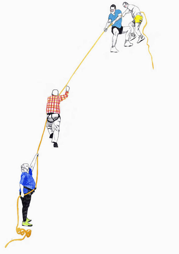 西方人,成年人,老年人,一个人,四个人,同事,站,拉,攀登,竖图,俯视,插画,留白,侧面,探险,风险,成功,合作,团队,集体,信心,数码,科技,攀岩,欧洲,欧洲人,仅一个男性,仅一个人,仅一个中年男性,阴影,网络,高光,几何,计算机图形,合成,图画,极限运动,队伍,画,背面,绳子,探索,协助,支撑,电脑合成图,数码合成图,领导,合成图,成就,努力,合伙,领袖,漫画,写实,具体,具象,冒险,危险,男人,男性,中年男性,白种人,休闲活动,爬山,彩图,高角度拍摄,动机,弱点,代沟