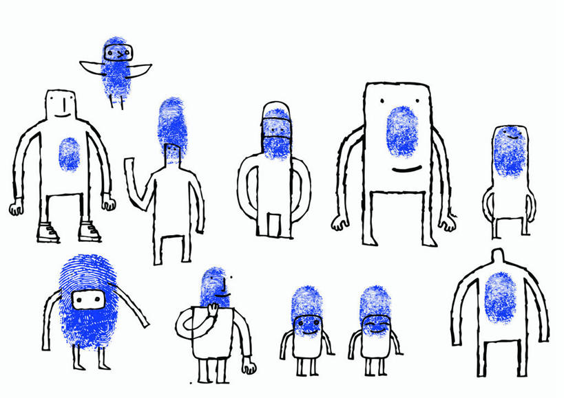 成年人,中年人,站,横图,插画,留白,正面,数码,科技,阴影,网络,鸟类,高光,几何,计算机图形,合成,图画,飞,画,动物,个性,多样,电脑合成图,数码合成图,创造力,合成图,指纹,身份,漫画,写实,具体,具象,线条画,男人,女人,中年男性,中年女性,彩图,安防系统