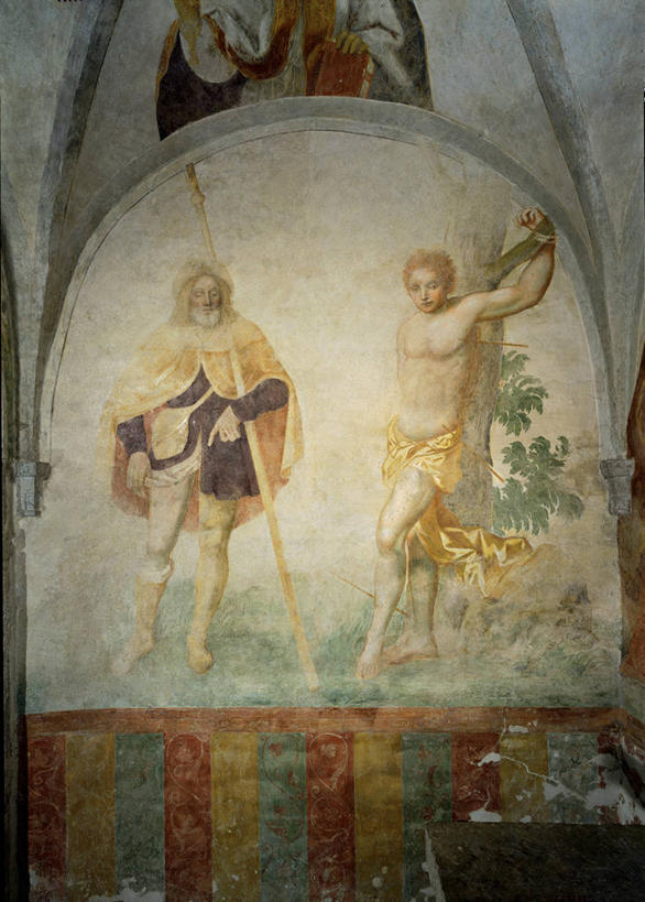 成年人,老年人,两个人,站,竖图,插画,室外,白天,绘画,数码,科技,阴影,艺术,网络,高光,几何,计算机图形,古典,合成,图画,拿着,文化,画,树,工艺品,品味,宗教,美术,电脑合成图,数码合成图,高雅,基督教,合成图,漫画,矛,写实,具体,具象,美学,灵性,美术工艺,圣塞巴斯蒂安,老年男性,男人,男性,年轻男性,年轻人,彩图