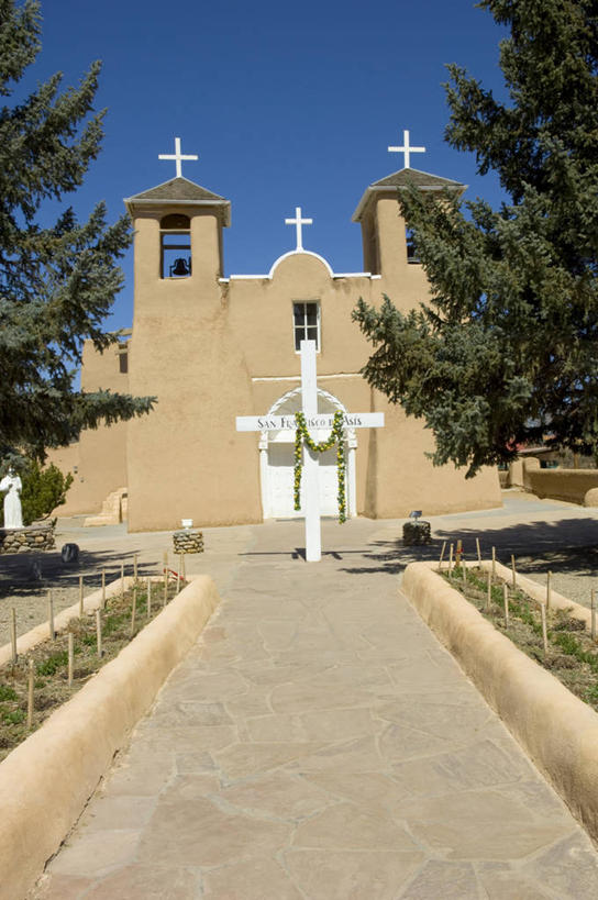 无人,教堂,竖图,室外,白天,建筑,美国,十字架,庭院,历史,地标建筑,摄影,教会,新墨西哥,18世纪,彩图,旅行