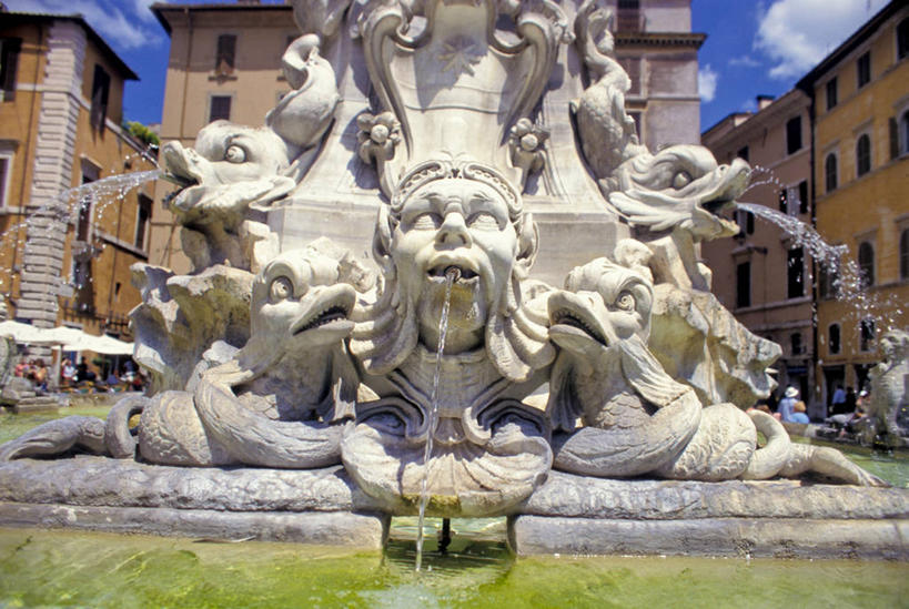 无人,横图,室外,白天,水,喷泉,雕塑,意大利,艺术,首都,地标建筑,摄影,手艺,意大利文化,美术工艺,彩图,万神庙广场