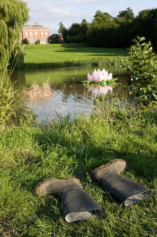 无人,竖图,室外,特写,白天,神秘,湖,睡莲,鞋子,英国,雨鞋,田地,英格兰,草,树,摄影,泥,豪宅,音乐节,彩图