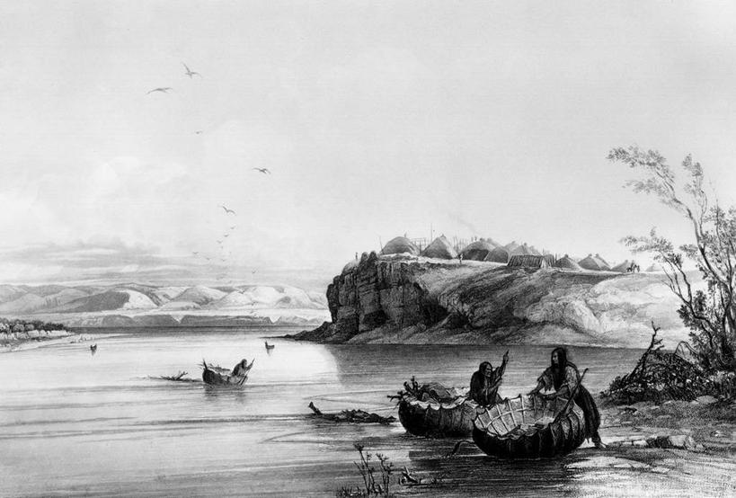 划艇,成年人,中年人,一个人,三个人,横图,黑白,室外,白天,仅一个女性,仅一个人,乡村,历史,仅一个中年女性,运输,桨,独木舟,密苏里河,女人,女性,中年女性,曼丹人