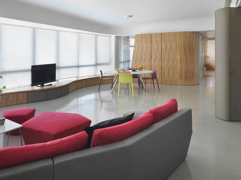 无人,家,横图,室内,白天,餐桌,家具,沙发,桌子,建筑,台湾,日光,亚洲,现代,粉色,灰色,建造,起居室,家庭影院,台北,电视机,当代