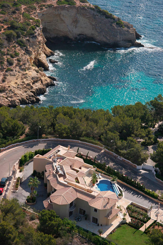 无人,家,竖图,俯视,航拍,室外,白天,天线,建筑,日光,西班牙,欧洲,蓝色,建造,鸟瞰,豪宅,高角度拍摄,欧申赛德